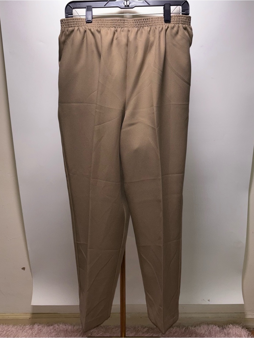 Alfred Dunner Tan Elastic-Waist Pull On Pants Size 14